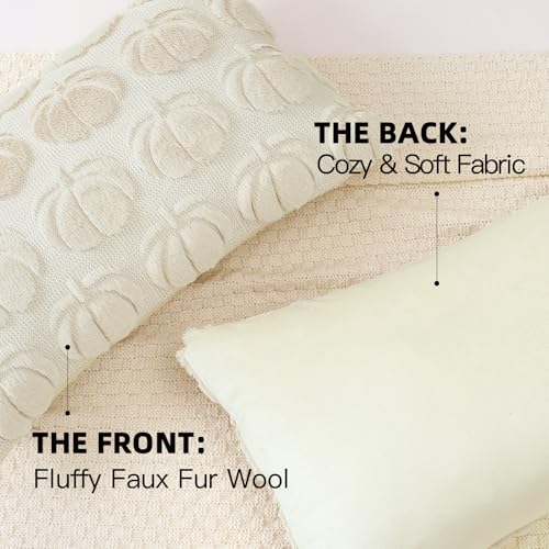 JOTOM Fall Cushion Covers 40x60cm Set of 2 Pumpkin Autumn Thanksgiving Decorative Throw Pillow Covers Soft Plush Faux Fur Pillow Case for Home Bedroom Couch Sofa Decor (Cream Beige) - Cosy Home Interiors JOTOM Fall Cushion Covers 40x60cm Set of 2 Pumpkin Autumn Thanksgiving Decorative Throw Pillow Covers Soft Plush Faux Fur Pillow Case for Home Bedroom Couch Sofa Decor (Cream Beige) - Image 6