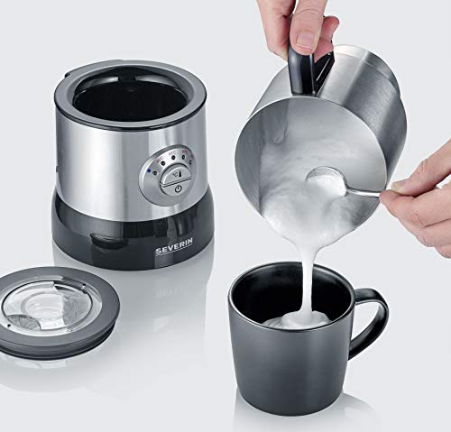 SEVERIN Emulsionador de leche por inducción, espumador eléctrico que no quema la leche, jarra espumadora apta para el lavavajillas, acero inoxidable cepillado/negro, SM 3583 - Imagen 4