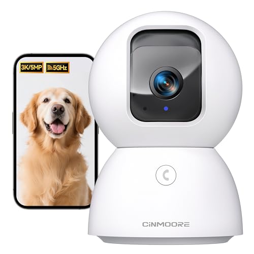 CINMOORE 5G Indoor PTZ Pet Camera — 3K, 2-Way Talk