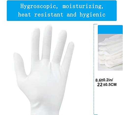 Zxfuture 10 Pcs（5Pairs） White Cotton Gloves For Dry Hands Moisturizing Gloves Overnight Eczema Gloves Sleep Gloves For Women Cosmetic Jewelry Silver Moisturizing Coin Inspection Gloves #TOP3