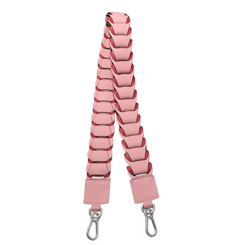 Sangles de sacs à main clasp en argent rose cuir tissé large