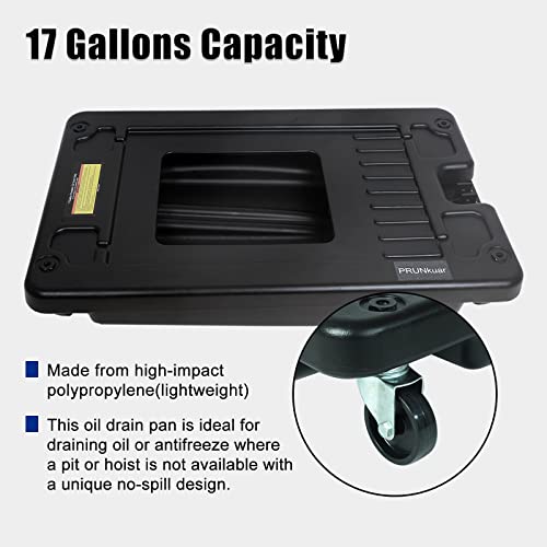Prunkuar 17 Gallon Low Profile Roll Around Oil Drain Pan With 110V Electric Pump & 8'' Hose For Trucks, Buses, Rvs And Other Automobiles #TOP2