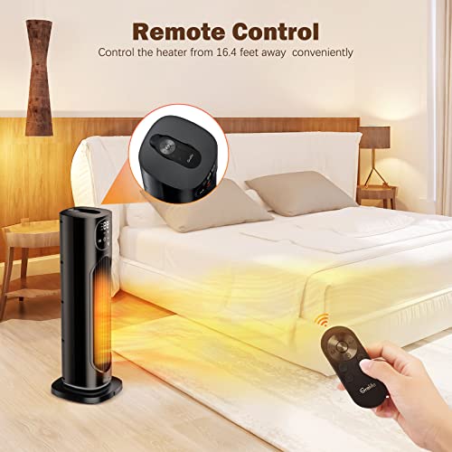 Grelife 24" Space Heater, 75° Oscillating Electric Heater With Night Light, Remote, Overheat & Tip-Over Protection, Eco Mode, 12H Timer, Thermostat, 1500W Portable Heater For Indoor Use, Office, Home #TOP5
