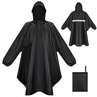 LUROON Leichter Wasserdichter Regenponcho Regenjacke Damen Herren mit Kapuze Faltbare Regencape Fahrrad mit Taschen Reflexstreifen, Wiederverwendbar Regenmantel für Wandern Angeln Radfahren Reisen