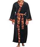 Alexander Del Rossa Men’s Plush Fleece Robe, Black with Tiger Print (A0118B13LG)