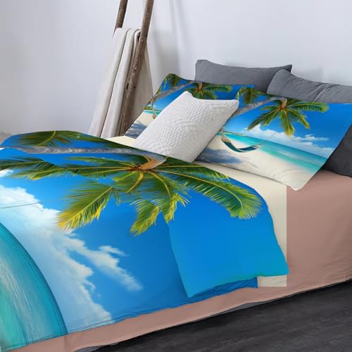 Housse de couette 140x200cm microfibre facile à laver parure lit plage fermeture éclair - 6