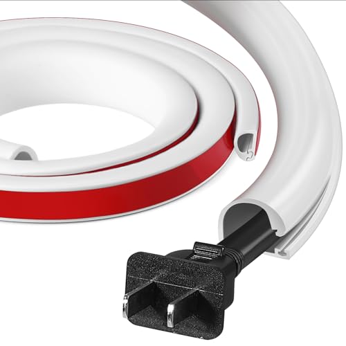 WGIDSKKI Canaleta Cables Blanca Autoadhesiva, Silicona Flexible Semicircular, Canaleta Protectora para Cables 14 (L) x 10 (H) mm, Cubre Cables para Pared, TV, Techo, Suelo, Zócalos (1 m)