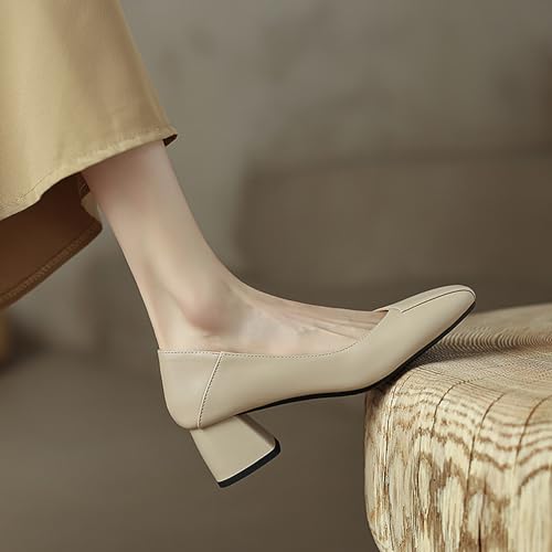 DEERBUNNY Classic Women's Pumps Low Chunky Block Heel Dress Shoes Closed Square Toe Comfortable Office Heeled Pump Shoe4