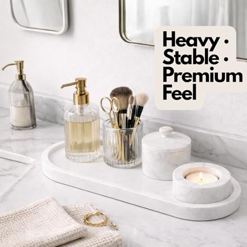 Présentoir de parfums et de bijoux en marbre blanc pour coiffeuse - 6