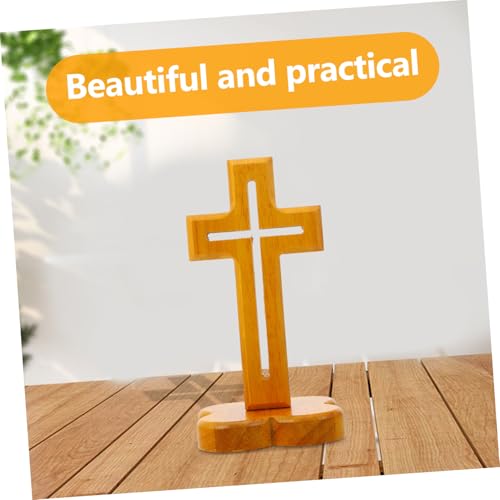 Cruz de madera hecha a mano PRETYZOOM para decoracion religiosa del hogar 5