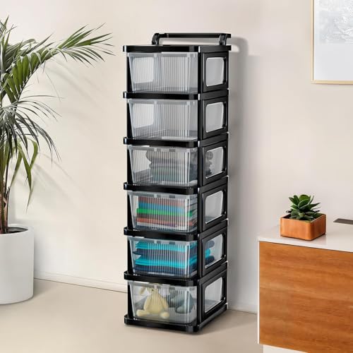 Image of 6 Tier Plastic Storage Drawer /Spacious Organizer with Handle| Modular Storage Rack for Home /Kitchen /Office | Black