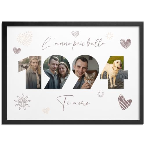 Pictalia - Marco Personalizado Cumpleaños 31 años, Regalo Mujer, Hombre, Regalo Año 1994 Familia, Amigos, Marco Foto Cumpleaños Boda, Pacs, Encuentro, Regalo Jubilado, Papá, Mamá