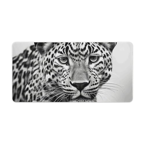 Tapis de souris de grande taille léopard noir et blanc pour le bureau