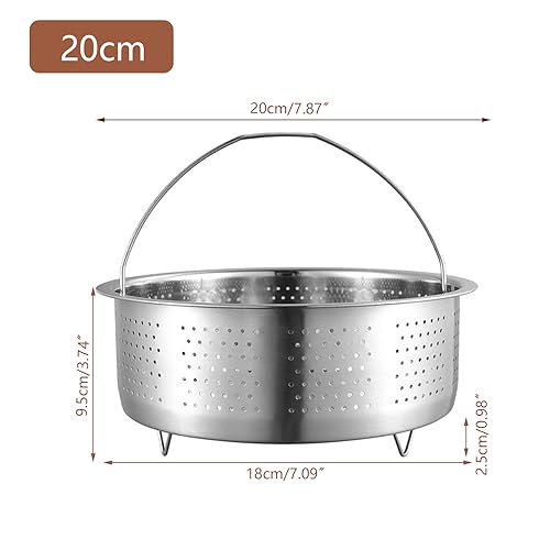 Miniatura 2 de Cesta De Vapor De Acero Inoxidable Con Asa Para Vaporera - Olla Para Guisar Verduras, Frutas, Huevos Redondo 20 Cm