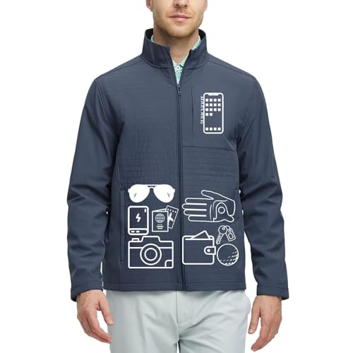 Image of M MAELREG Mens Jacket Zipper Pockets Softshell Lightweight Water-Resistant Windbreaker Golf Spring Fall Jackets for Men