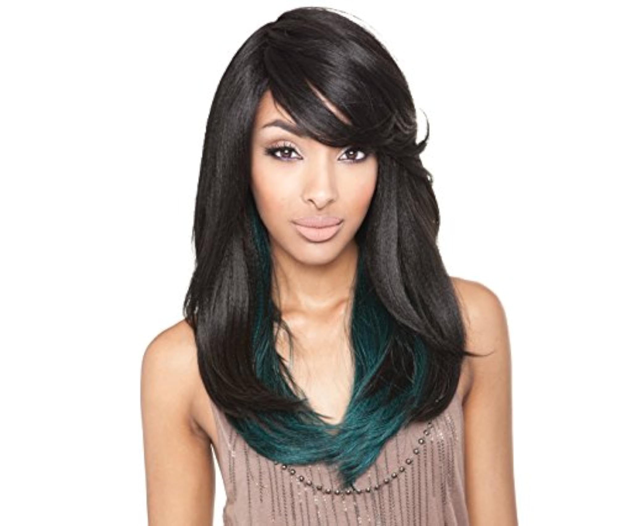 Brown Sugar Human Hair Blend Full Wig, SMP1B/TEAL
