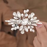 JONKY Wedding Crystal Hair Clips Silver Bridal Hair Clip Sparkly Rhinestone Barrettes Bride Pearl Ha