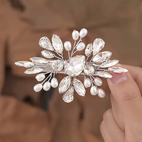 Jonky Wedding Crystal Hair Clips Silver Bridal Hair Clip Sparkly Rhinestone Barrettes Bride Pearl Hair Accessories For Women And Girls #TOP17