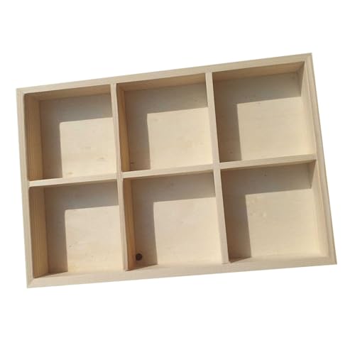 TIDTALEO Wooden 6-Grid Pigment Storage Box Pine Wood Art Supply Organizer Paint Stick Case for Watercolor and Oil Pastels Craft Storage