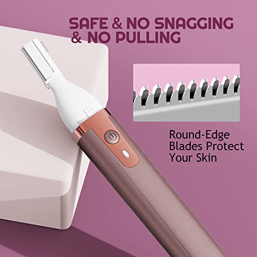 Dapsang Eyebrow Trimmer Electric Eyebrow Razor For Women, Rechargeable Facial Hair Shaver Painless Detail Trimmer With Replacement Blade For Face Neck Lips (Rose Pink) #TOP4