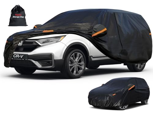 Kayme 7 Layers SUV Car Cover Custom Fit for Honda CRV CR-V (1995-2025) Waterproof All Weather for Automobiles Rain Sun UV Protection.Black