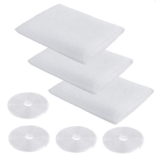 Kit de mosquitera autoadhesiva para ventana, cinta adhesiva para mosquitos, malla de insectos, 2 m x 1,5 m / 1,5 m x 1,3 m, color blanco (1,3 * 1,5M, 3 piezas 4 rollos)
