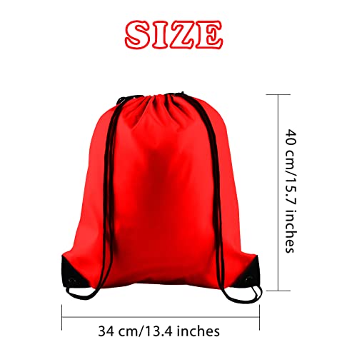 Image of KUUQA 80Pcs Red Drawstring Backpack Bag Sack Drawstring Bags Bulk String Bags Storage Bags for Sport Gym Traveling