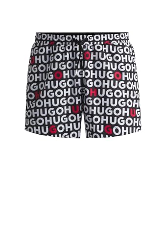 HUGO Herren Tortuga Logo-Druck-Badeshorts mit Tunnelzug Schwarz001 M