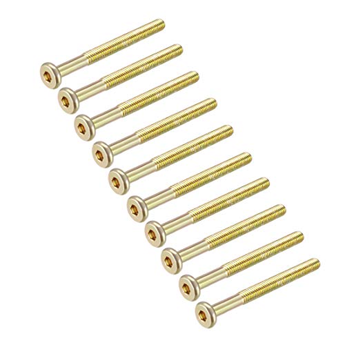 sourcing map M6x65mm Furniture Screw Hex Socket Machine Screws Zinc Plated Fasteners Bolts Half Thread Carbon Steel 15Pcs