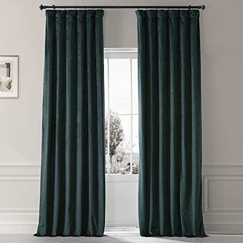 Image of HPD Half Price Drapes Signature Plush Velvet Blackout Curtains for Bedroom (1 Panel), 50W X 108L Hotel Black Out Curtains for Living Room, Thermal Insulated Blackout Curtains for Windows, Spirit Green