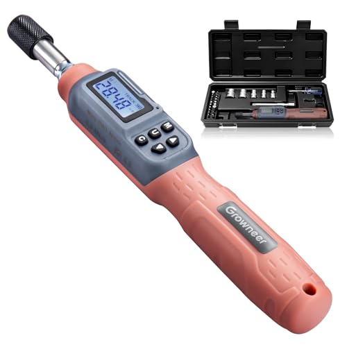 GROWNEER Digital Torque Screwdriver, 2.66-53.1 In-lbs/0.3-6 Nm, 1/4'' Drive Inch Pound Torque Screwdriver Electrician with Buzzer & LED Indicator, 27 In 1 Torque Wrench Screwdriver Set