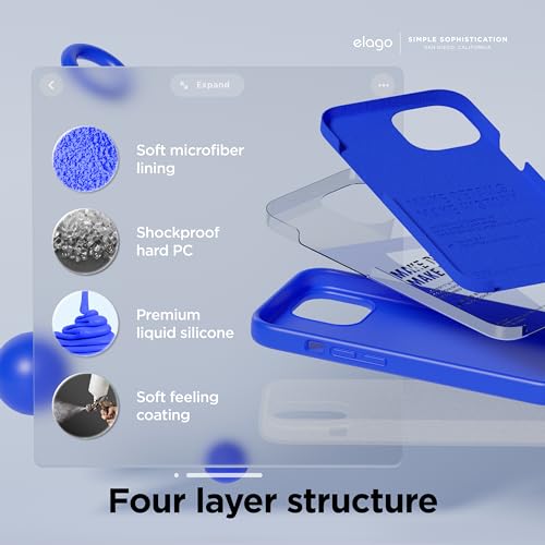 Elago Cover Silicone Liquido Compatibile Con Iphone 15 Case, Custodia Silicone Premium, Protezione Completa [Struttura Antiurto A 4 Strati], Fodera In Morbida Microfibra Antigraffio (Cobalt Blu) - 4