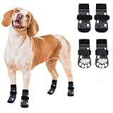 ASENKU Anti-Slip Dog Socks to Prevent Licking Paws, Dog Boots & Paw Protectors with Adjustable Strap for Hot/Cold Pavement, Dog Shoes for Hardwood Floors for Medium Senior Dogs, Grey M