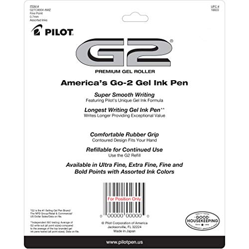 Image of PILOT G2 Premium Gel Ink Pens Fine Point (0.7mm), 7 Colors, 8 Count