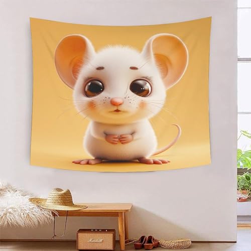 Tapisserie murale effet 3D rat en tissu 180x230cm pour salon et chambre