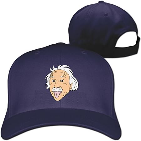 Unisex Sticking Tongue Out Albert Einstein Plain Baseball Cap Blank Hat Solid Color Navy