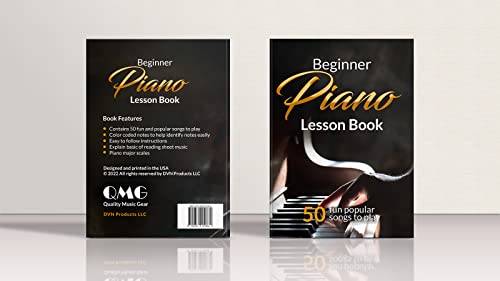 image for QMG Beginner Piano Book for Kids, Piano Keyboard Stickers, 50 Amazing 