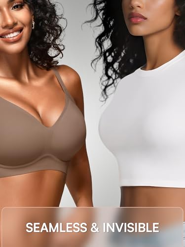 Image of Wireless Jelly Bras for Women No Underwire - S-2XL Seamless Padded T-Shirt Bralette with Support, Comfortable Everyday Bra