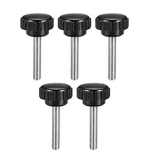 Uxcell M5 X 30Mm Metric Male Thread Knurled Clamping Knobs Grip Thumb Screw On Type Hand Clamping Handle Bolt With Plastic Knobs Black 5 Pcs #TOP12