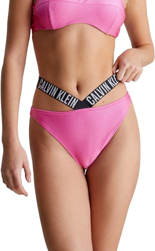 Calvin Klein Damen Bikinihose High Leg Gerippt, Rosa (Bold Pink), S