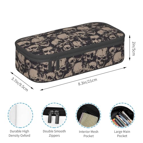 Image of Scary Skull Horror Vintage Pencil Case Organizer Big Capacity Pencil Pouch Stationery With Zipper School Supplies Pencil Bag For Girls Boys Office
