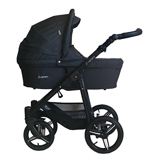 Vizaro ONYX DÚO 2 en 1 - Carrito Bebé GAMA ALTA - MARCA ESPAÑOLA - Ligero y funcional - Garantía 3 Años - Textil NEGRO Chasis NEGRO