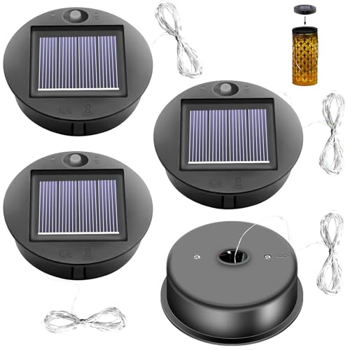 4 Stücke Solarleuchten Ersatzteile: Solarpanel Laterne Ersatzoberteil Led Glühbirne Ersatzteil, Solarleuchten Ersatz Top mit LED Leuchtmitteln, Geeignet für Solarlaterne Garten Decor