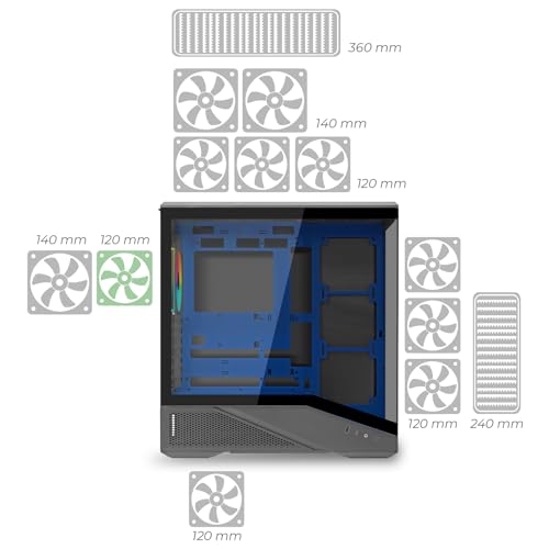 Cool GB200 | Case PC Gaming ATX Mid Tower | Ventola PWM Led ARGB | USB 3.0 e Type-C | Supporto Raffreddamento Liquido 360 mm | Vetro Temperato e Mesh | Blu - Case PC - Immagine 5