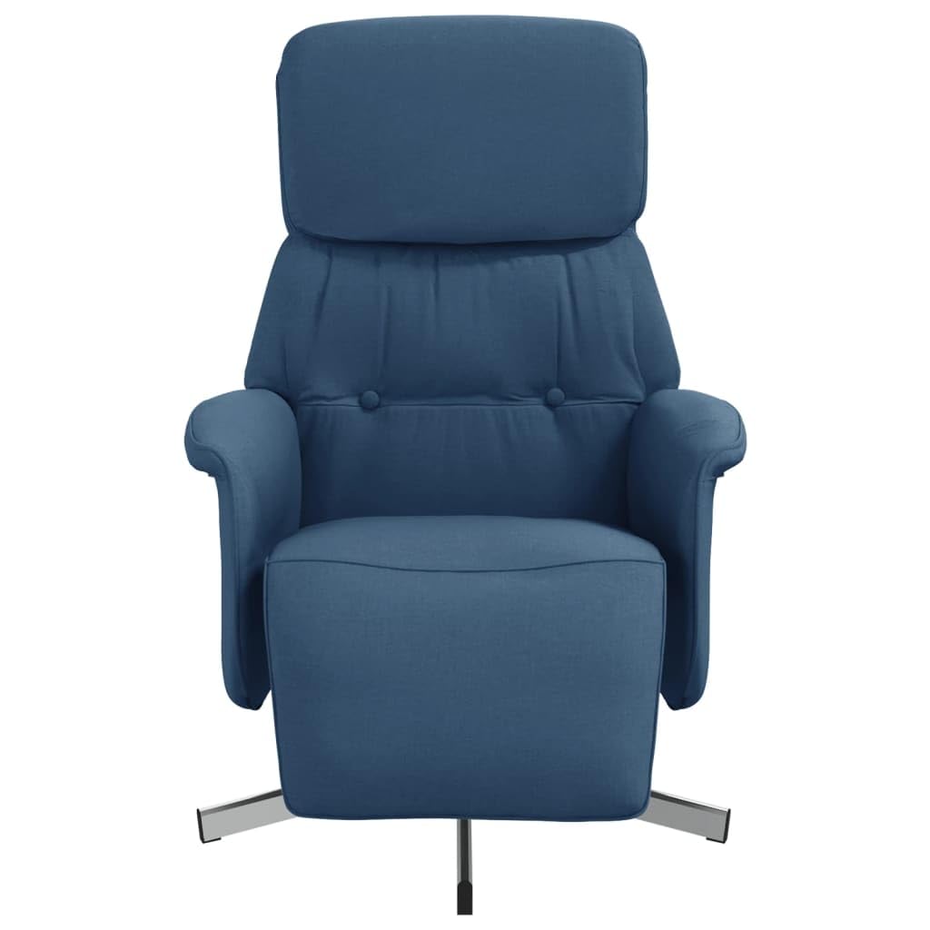 Sillón giratorio, azul, 71 x 91 x 105 cm, poliéster, chaise longue plegable, reposapiés, salón, oficina