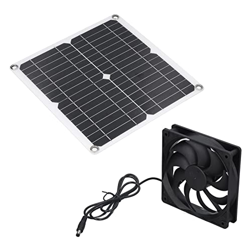 Ventilador solar de 12W portátil kit con panel monocristalino para camping exterior 5