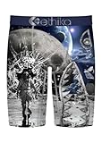 Ethika Men’s Boxer Brief, Knee Length, 4-Way Stretch Performance Underwear with Graphic Prints – BMR Moon Shatter (AST, S)