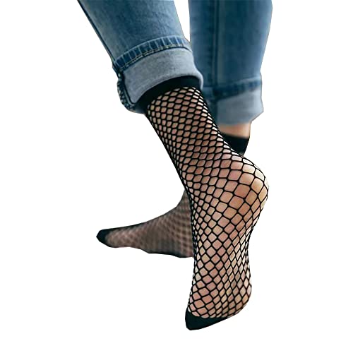 Womens Fishnet Socks Short Ankle Sock High Mesh Fishnet Hosiery 5 Pack/10 Pack