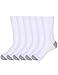 Mens White Cotton Crew Socks Casual Athletic Soft Comfort Socks for Sports White Sole