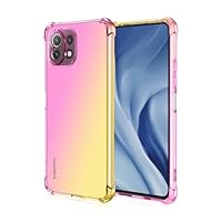 HONLEN Funda Para Xiaomi MI 11T / Xiaomi MI 11T Pro Carcasa, (6.67" Inches) Gradiente Transparente TPU Silicona Case, Protección De Esquina Mejorada Cover Rosa Verde
